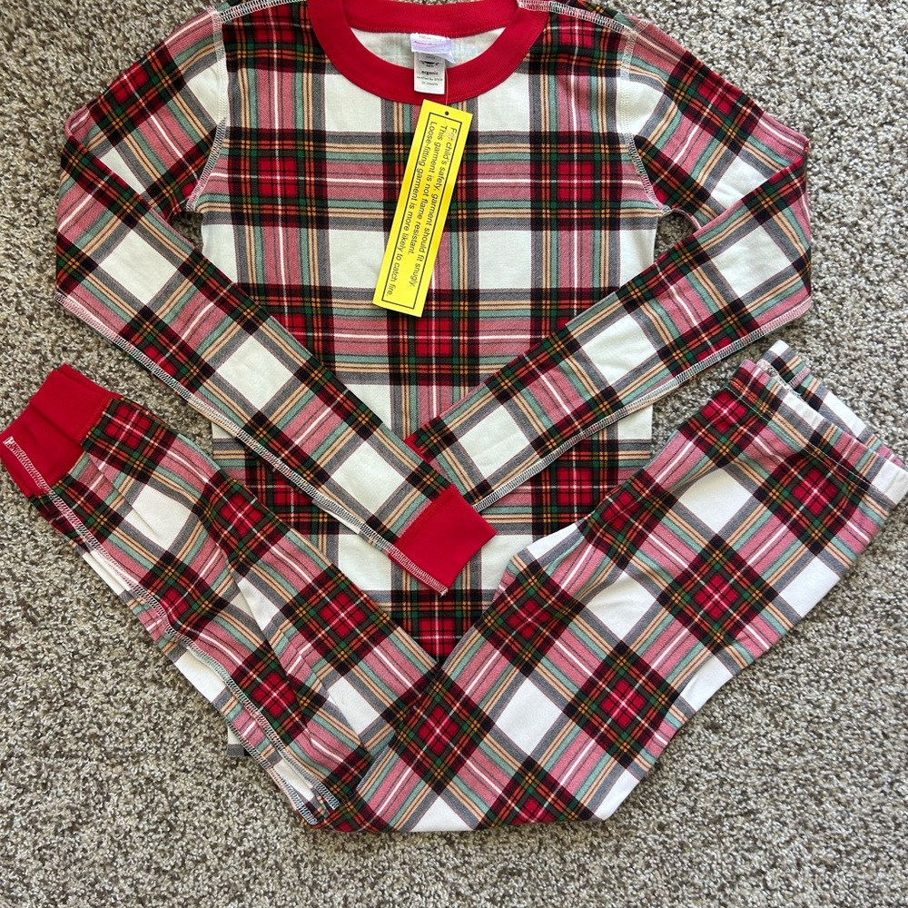 Organic cotton, Hanna Andersson Plaid Kids Pajamas - Red and White